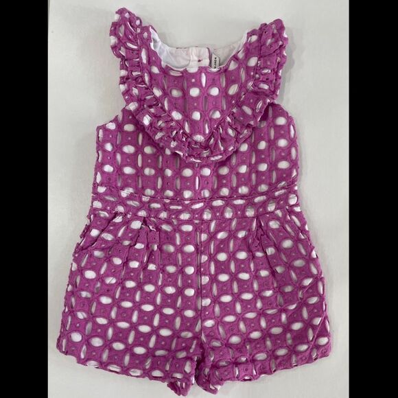 janie and Jack Girl Orchid Eyelet Romper Size 2 T - Picture 3 of 8